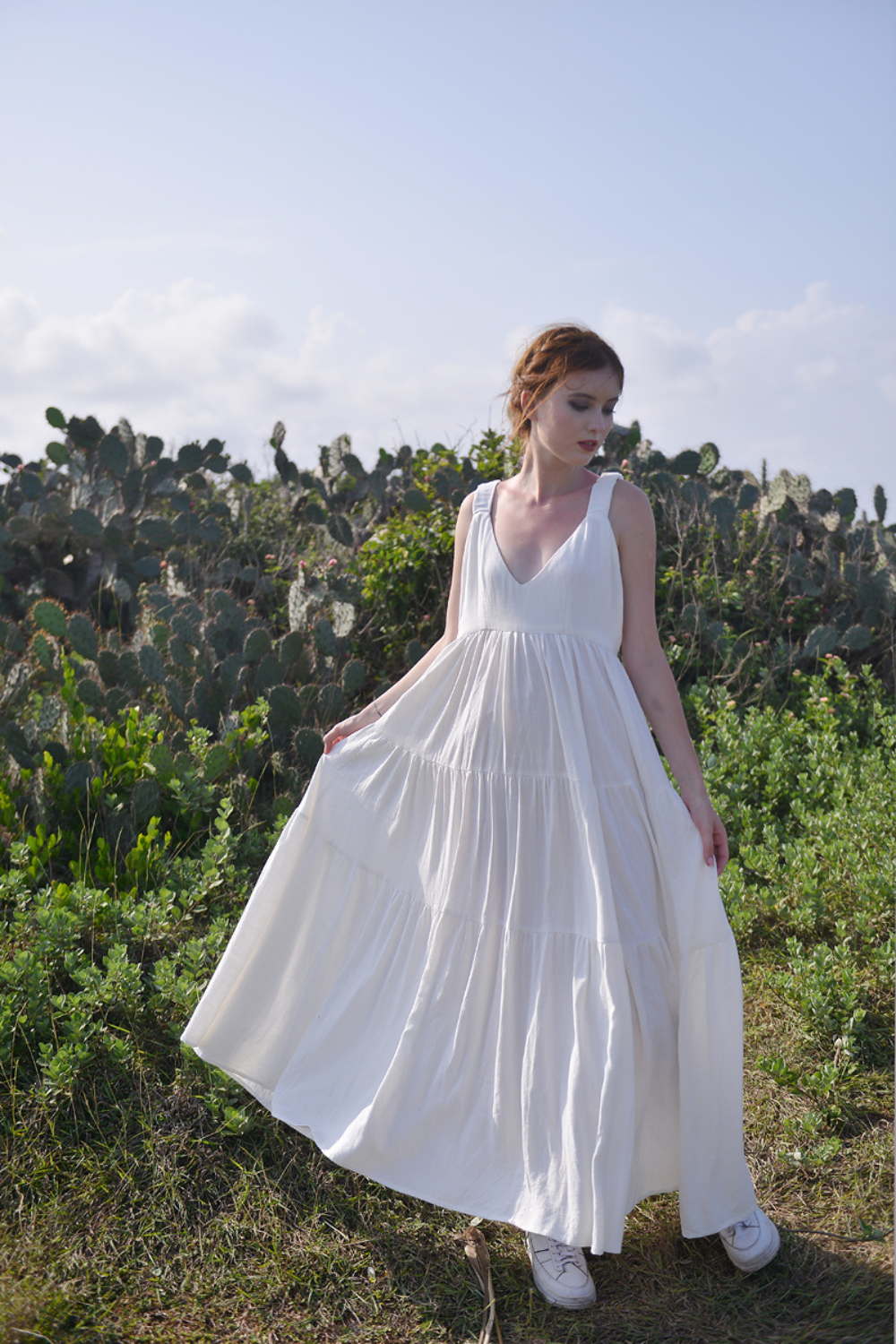 Whimsical Cotton Linen Maxi Dress