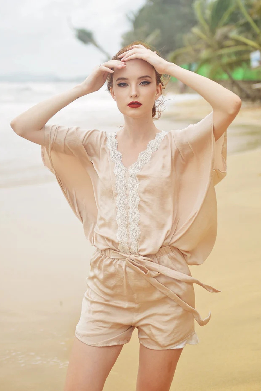 Lace Silk Pajamas Set for Women