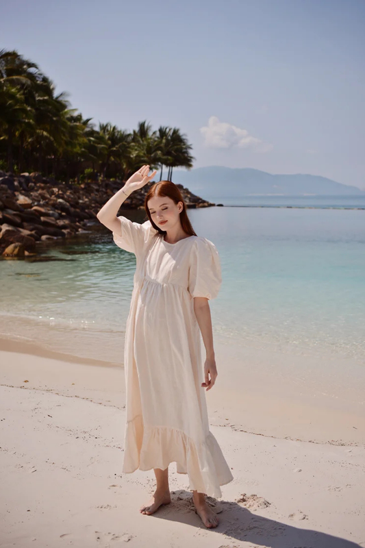 Francesca Pure Linen Cottagecore Midi Dress