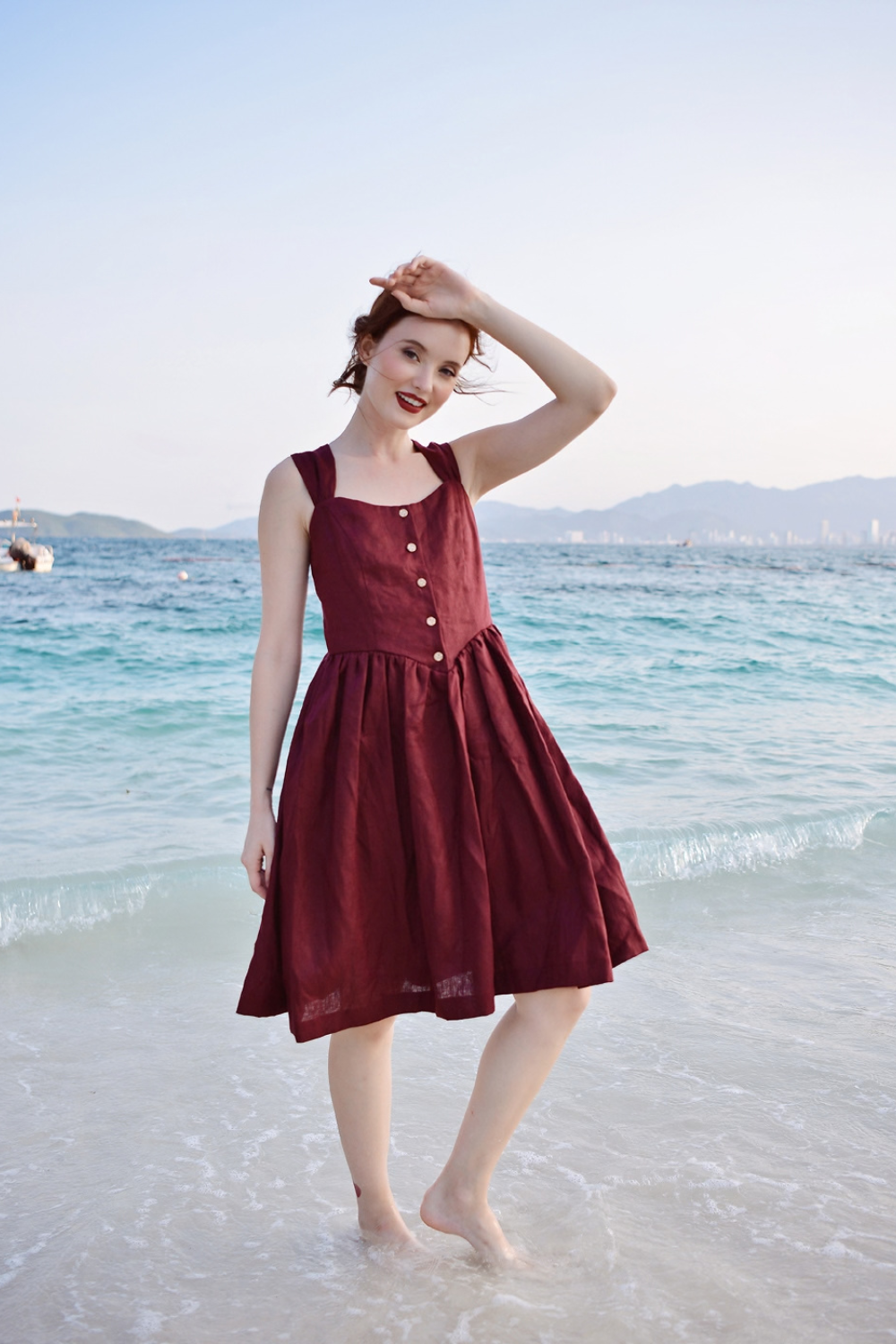 Pure Linen Midi Dress