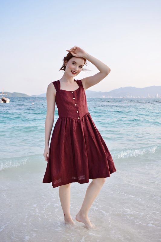 Pure Linen Midi Dress