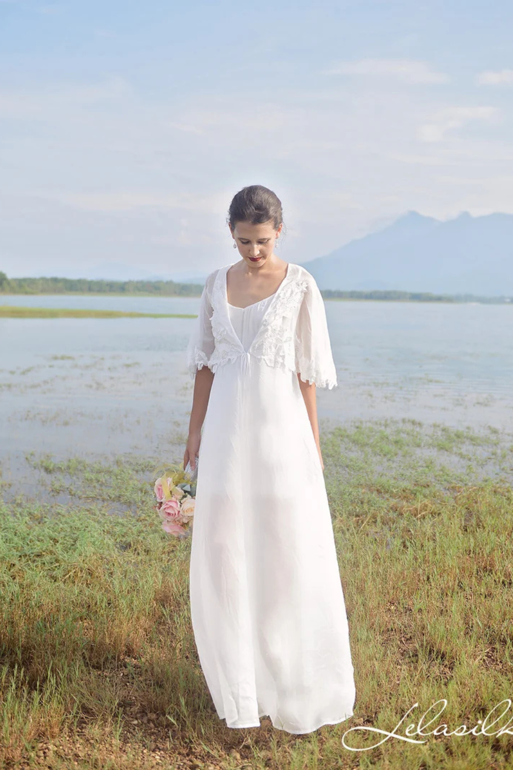 White Sheer Lace Robe - Bridal White Robe - Ivory Sheer Robe
