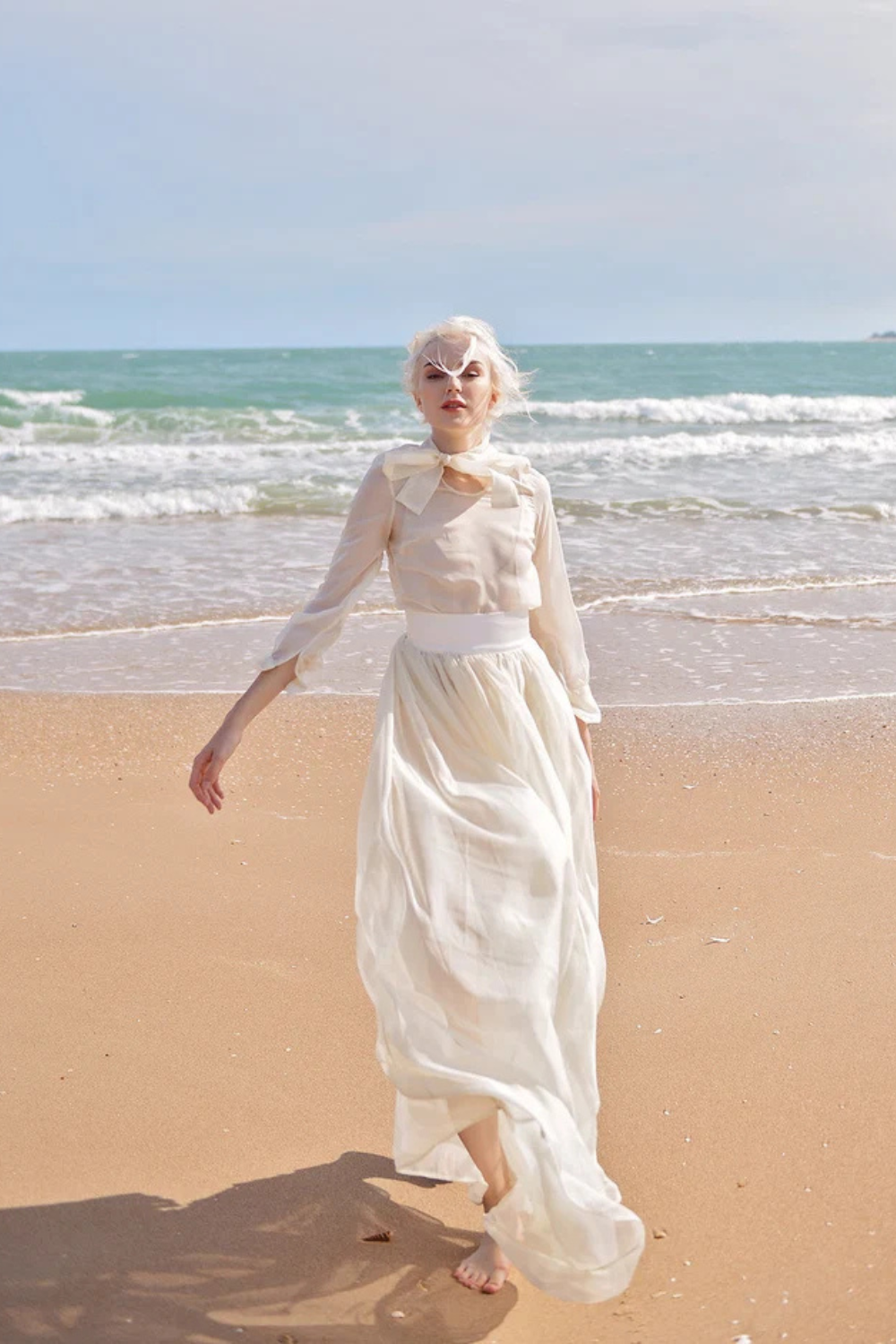 Long Silk Dress - Long Sheer Silk Dress - Women Dress with Train - Sheer Silk Dressing Gown