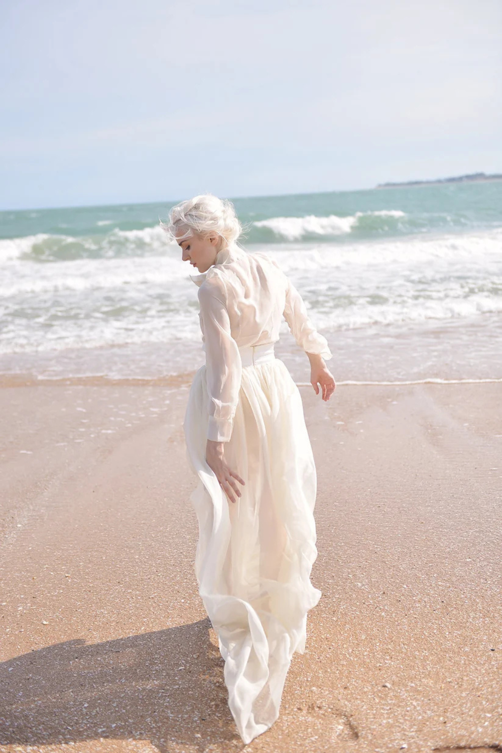 Long Silk Dress - Long Sheer Silk Dress - Women Dress with Train - Sheer Silk Dressing Gown