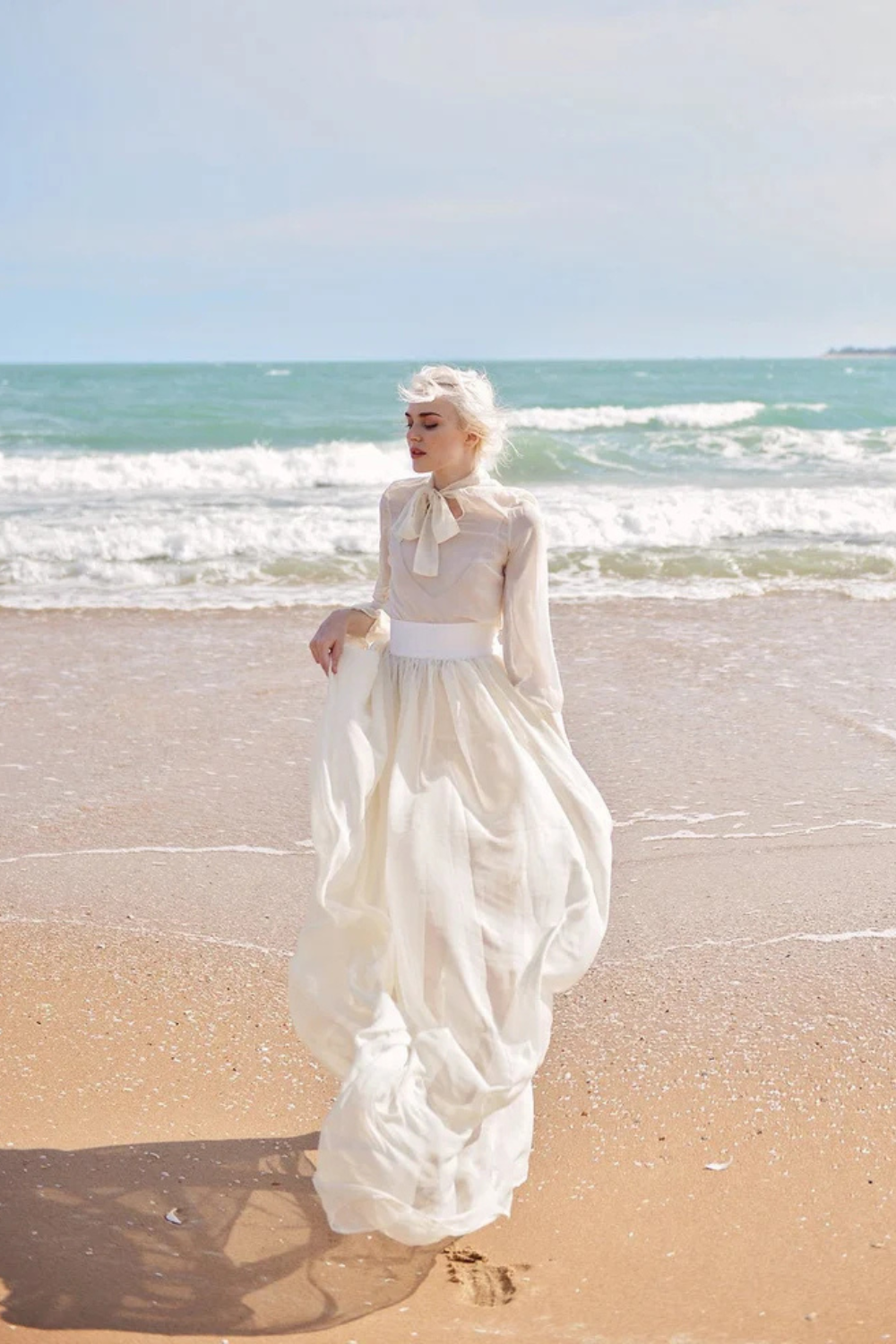 Long Silk Dress - Long Sheer Silk Dress - Women Dress with Train - Sheer Silk Dressing Gown