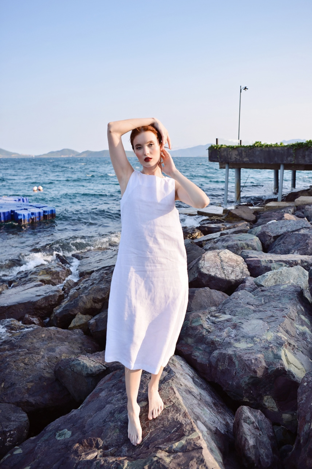 White Linen Shift Dress