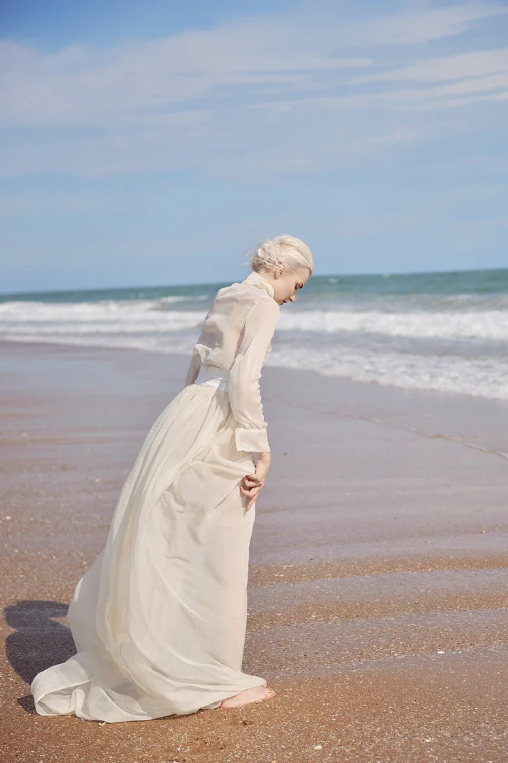 Long Silk Dress - Long Sheer Silk Dress - Women Dress with Train - Sheer Silk Dressing Gown