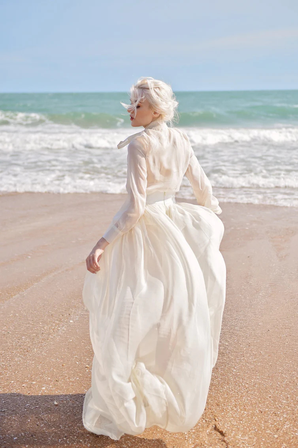 Long Silk Dress - Long Sheer Silk Dress - Women Dress with Train - Sheer Silk Dressing Gown
