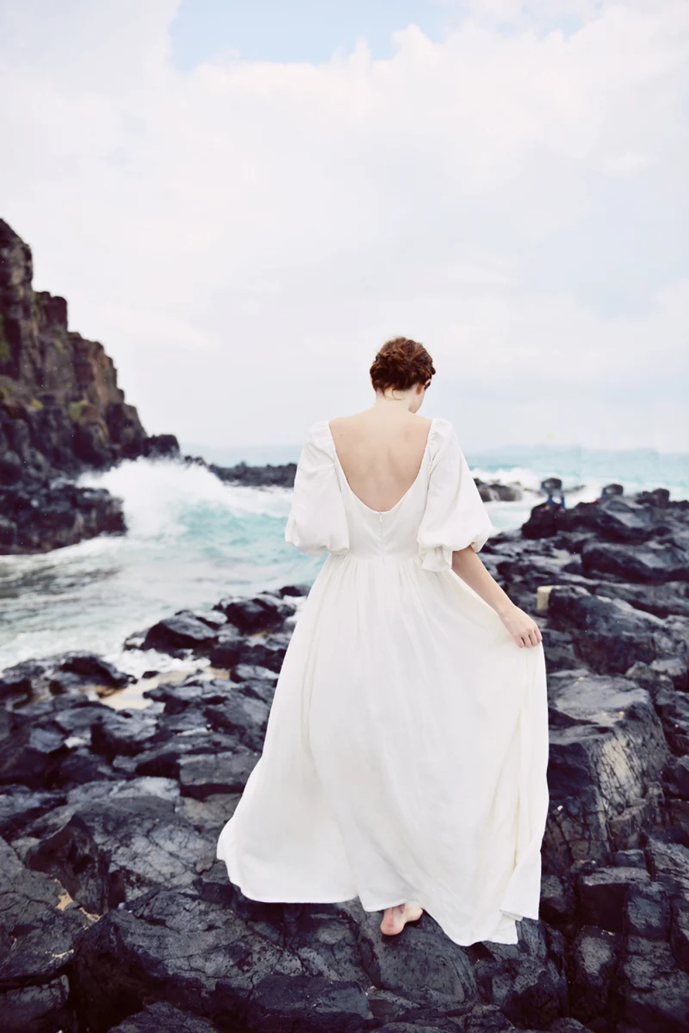 Organic Cotton Linen Low Back Maxi Dress