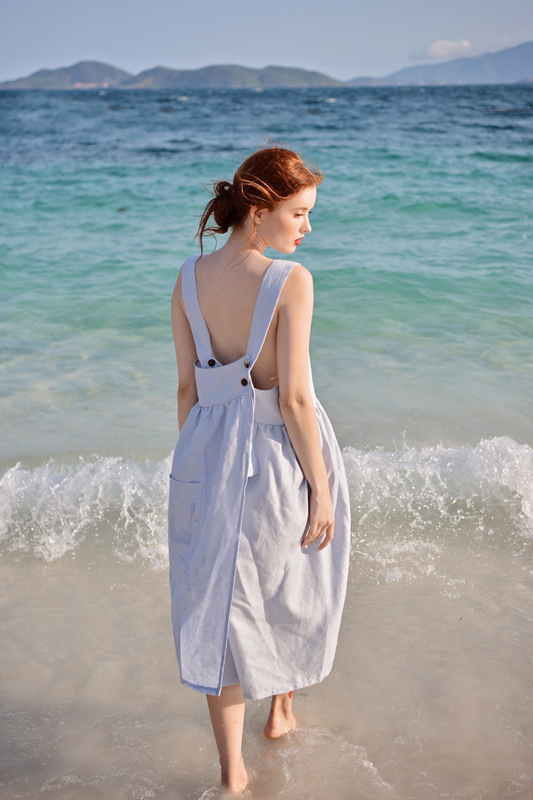 Pure Linen Pinafore Dress - Maternity Friendly