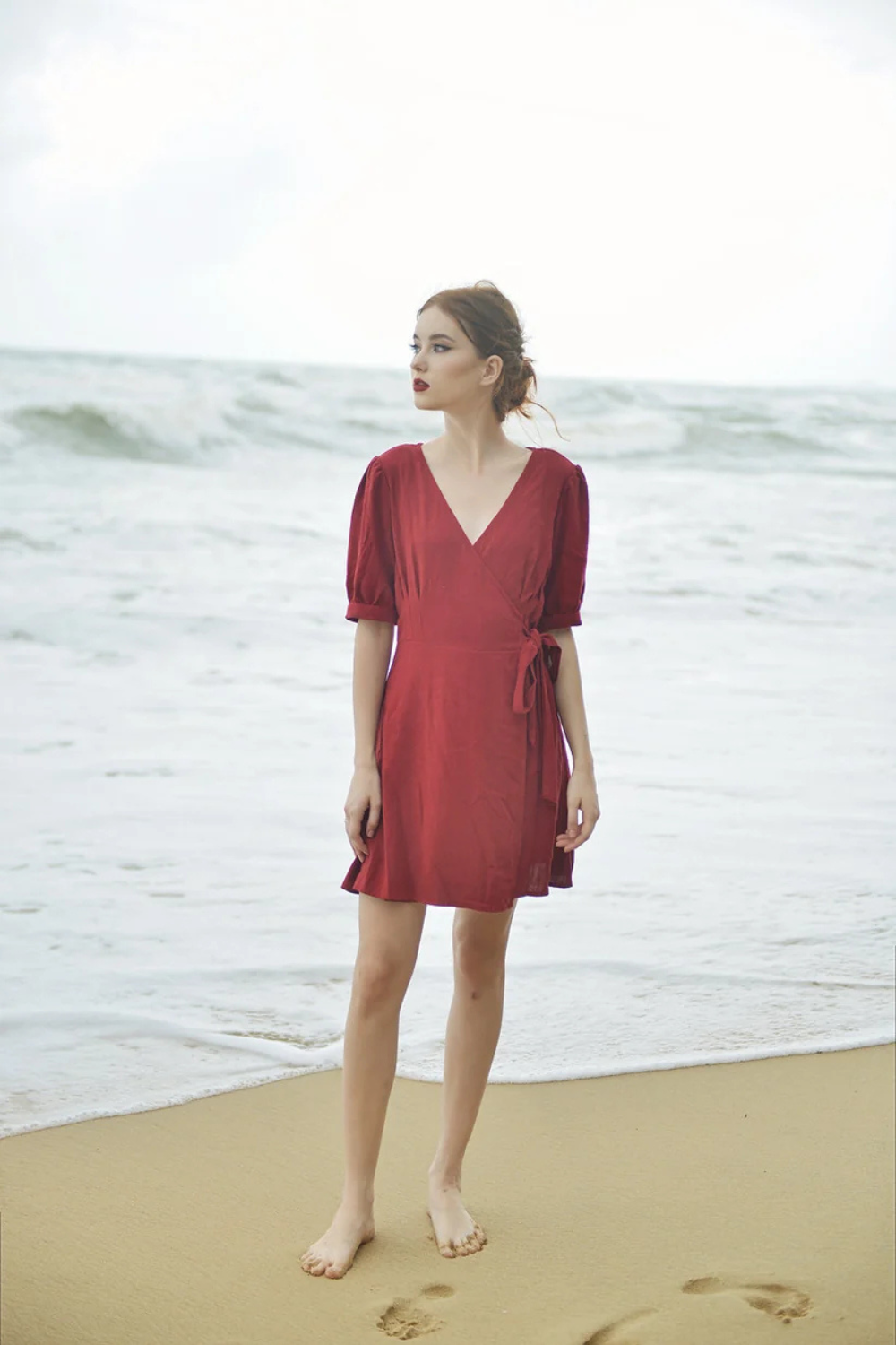 Linen Wrap Dress - Cotton Wraparound Dress - Casual Linen Dress - Cotton Summer Dress