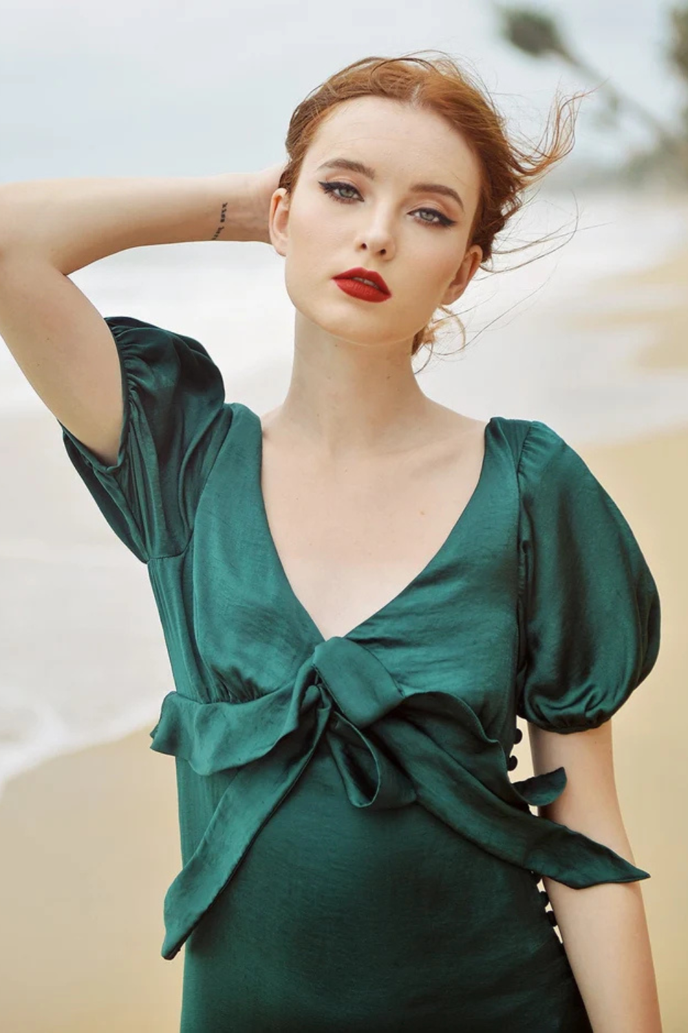 Maxi Silk Dress - Emerald Silk Dress - Silk Dress with Sleeves - Bridesmaids Silk Dress - Long Silk Gown