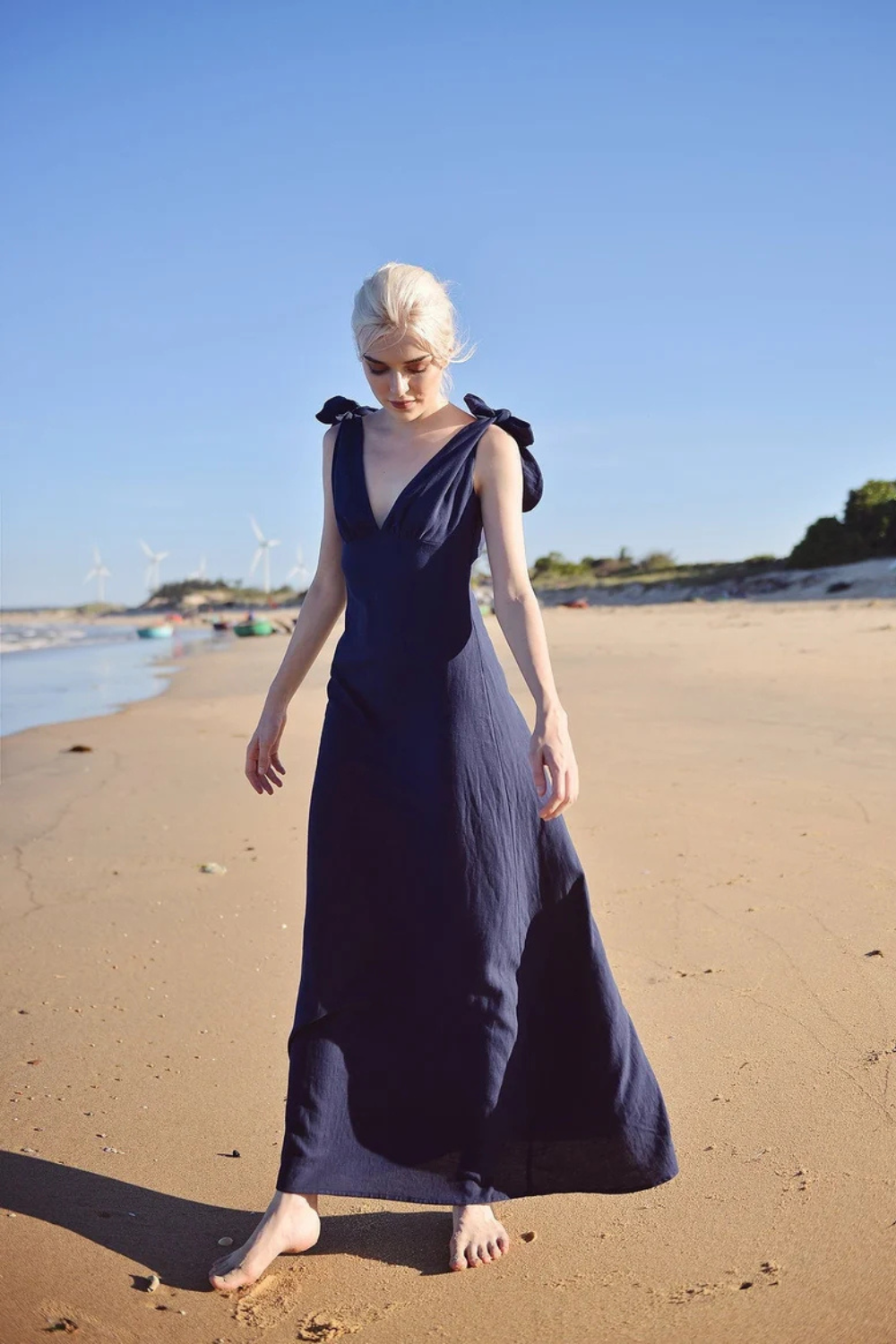 Linen Maxi Dress - Women Linen Dress - Summer Long Linen Dress