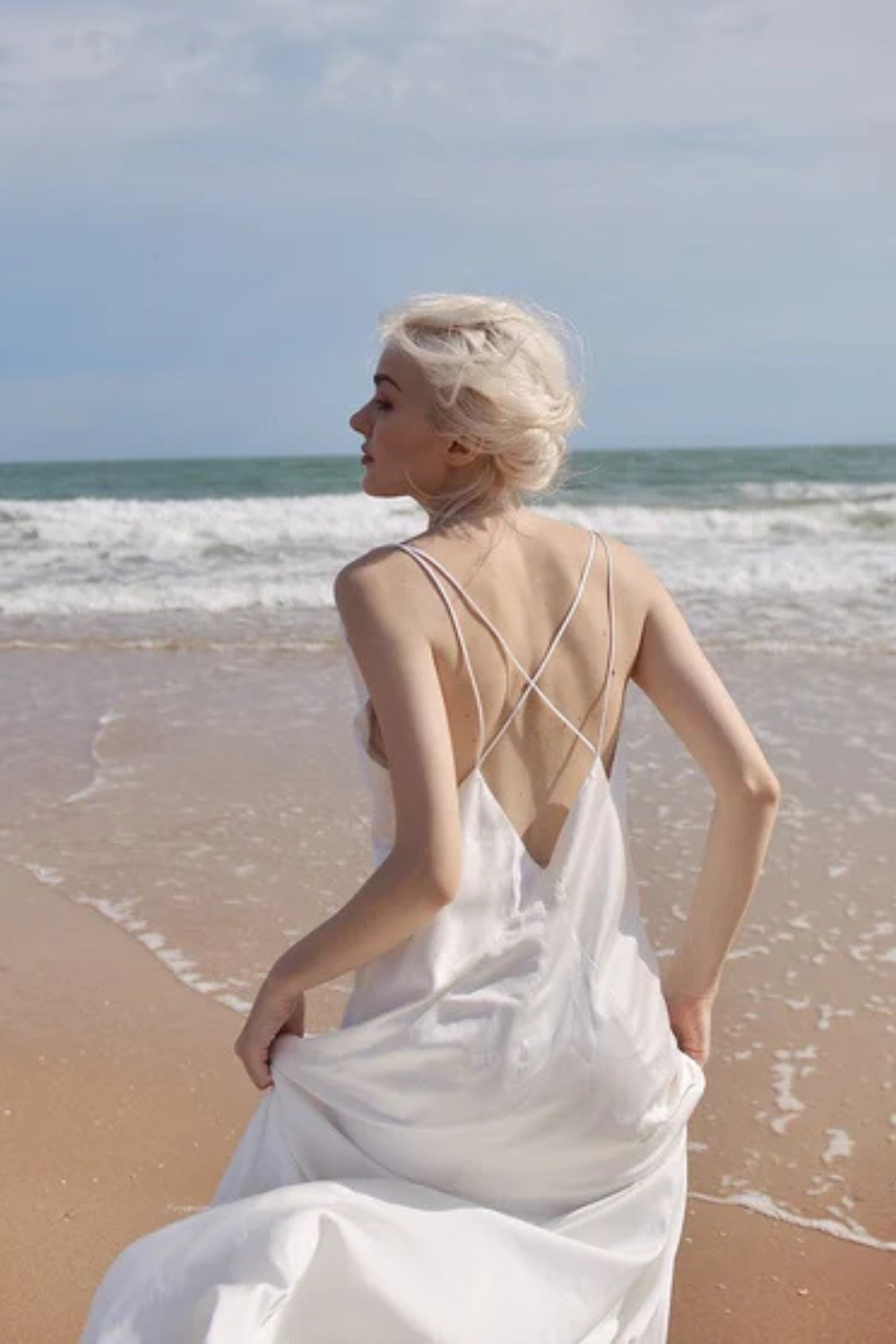 Low Cut Silk Dress - Deep Vneck Gown - Long Simple Silk Dress
