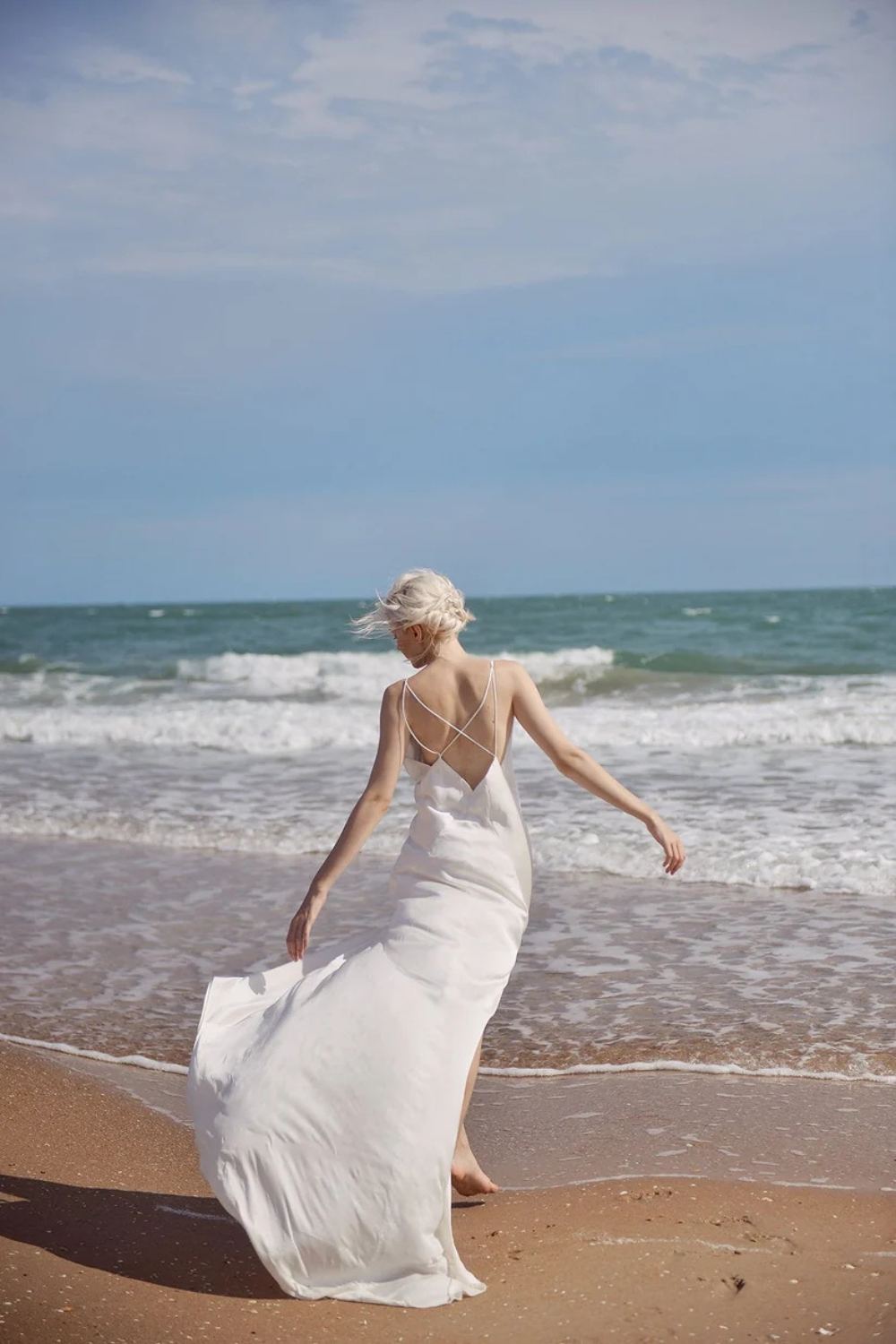 Low Cut Silk Dress - Deep Vneck Gown - Long Simple Silk Dress