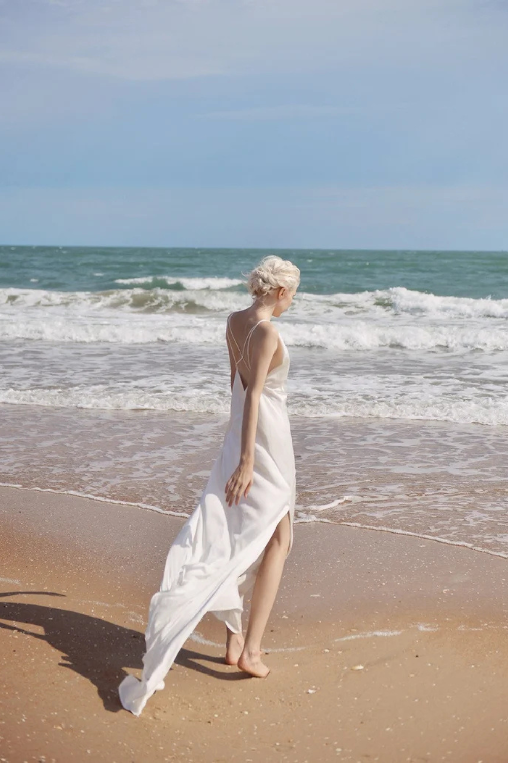 Low Cut Silk Dress - Deep Vneck Gown - Long Simple Silk Dress