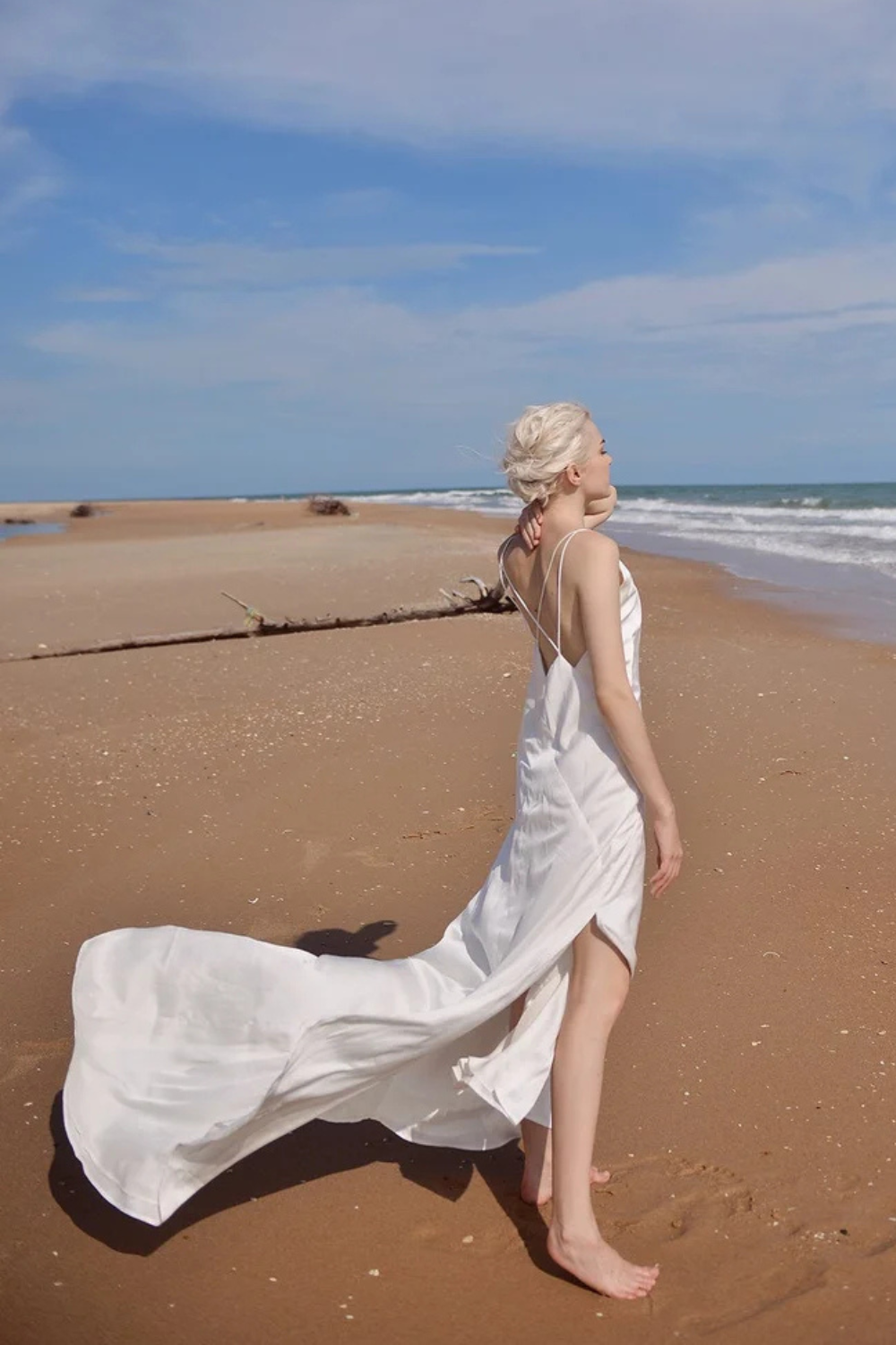 Low Cut Silk Dress - Deep Vneck Gown - Long Simple Silk Dress