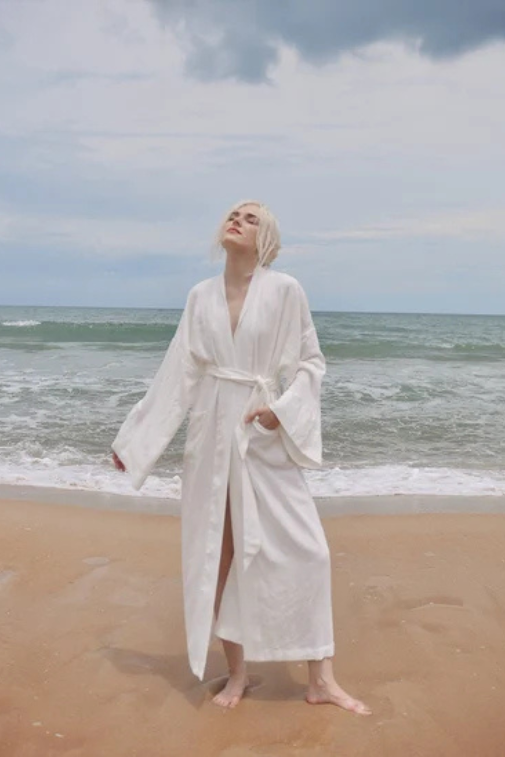 Women Linen Robe with Pockets - Linen Long Robe - Organic Cotton - Women Linen Robe