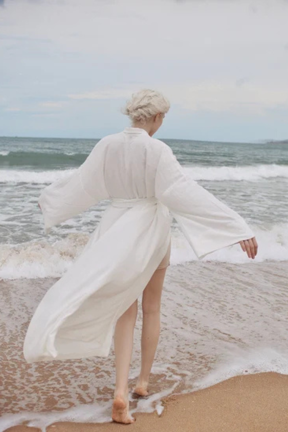 Women Linen Robe with Pockets - Linen Long Robe - Organic Cotton - Women Linen Robe