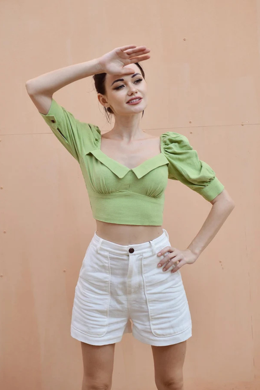 Cotton Crop Top - Women Summer Top - Linen Crop Top