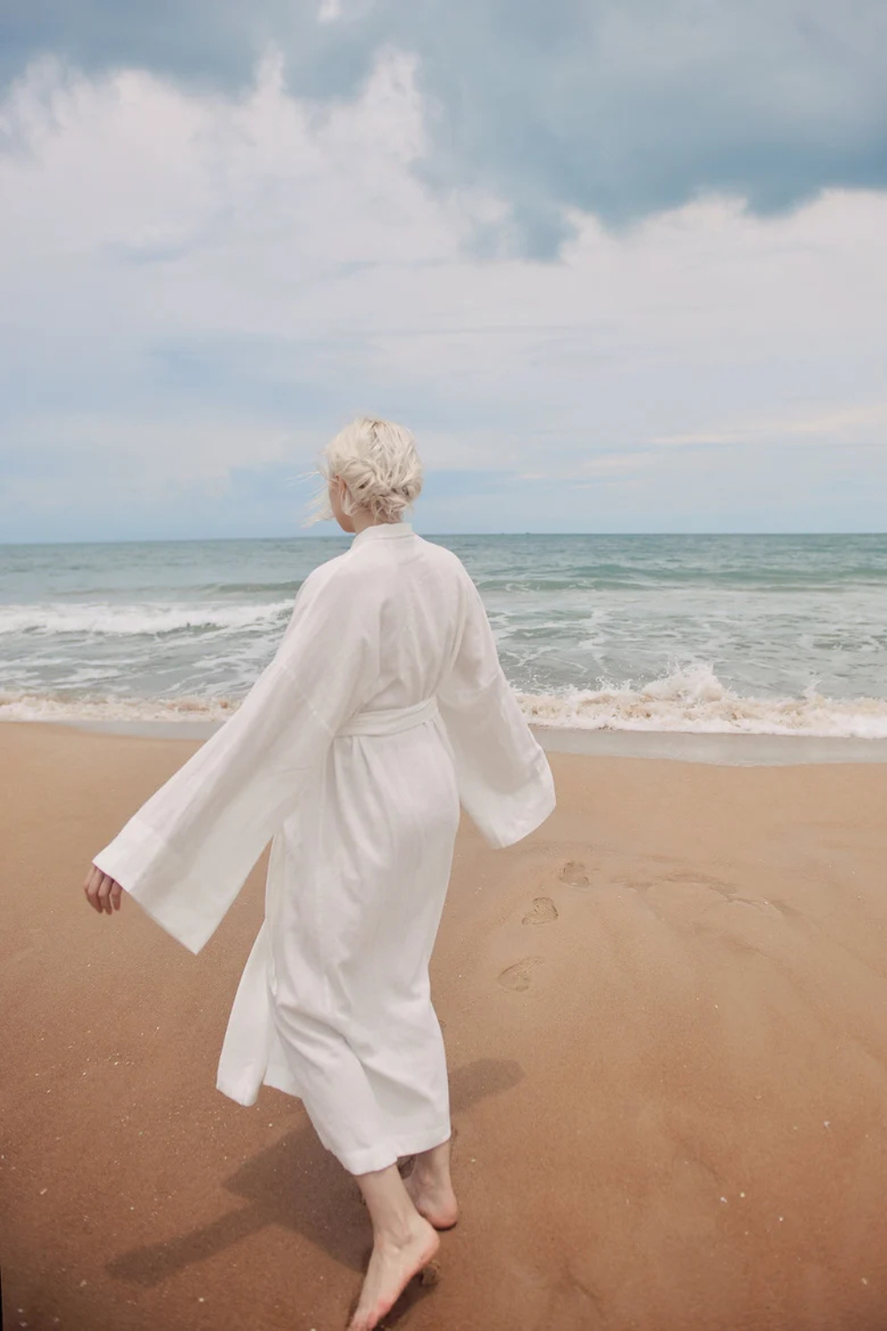Women Linen Robe with Pockets - Linen Long Robe - Organic Cotton - Women Linen Robe