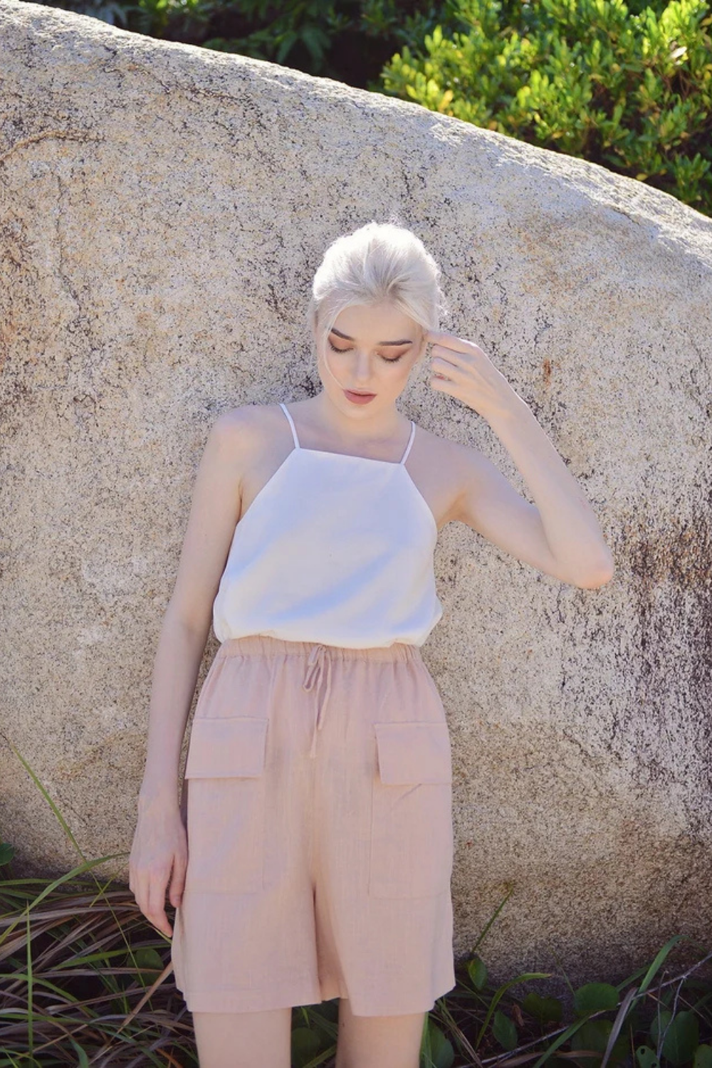 Women Linen Shorts - High-wasted Shorts -  Summer Shorts with Pockets - Organic Cotton Shorts
