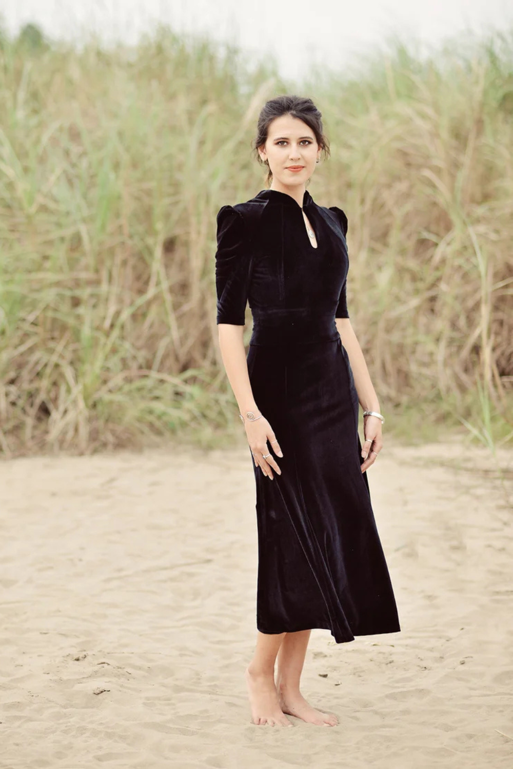 Velvet Retro Midi Dress