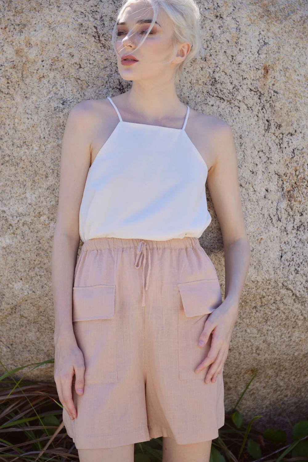 Women Linen Shorts - High-wasted Shorts -  Summer Shorts with Pockets - Organic Cotton Shorts