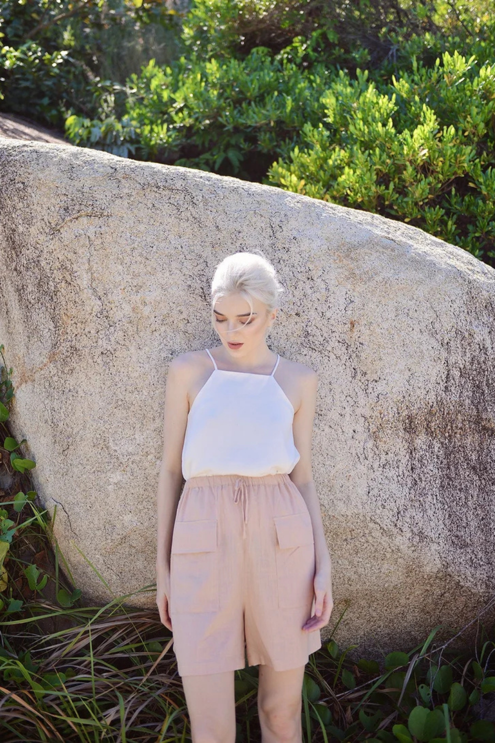 Women Linen Shorts - High-wasted Shorts -  Summer Shorts with Pockets - Organic Cotton Shorts