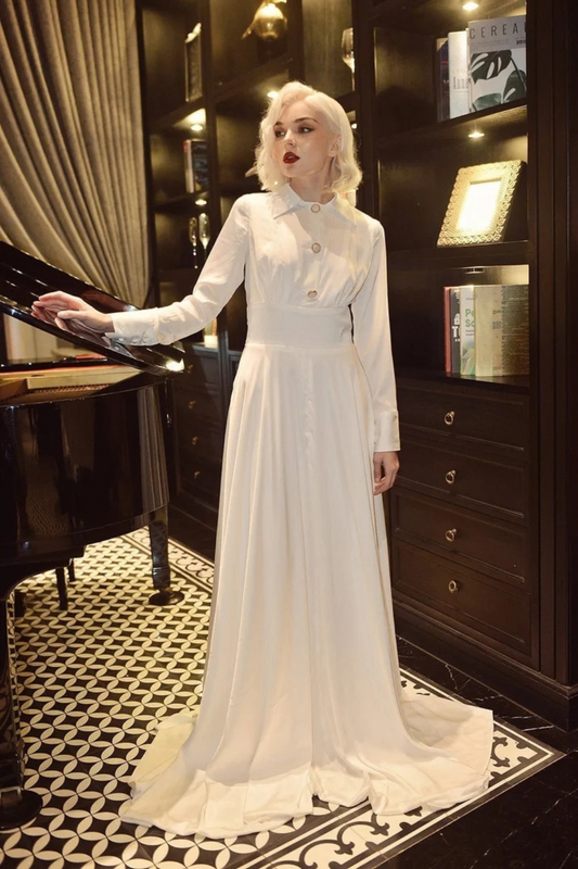 Modest Wedding Dress - Wedding Dress with Train - Bridal Dress with Train