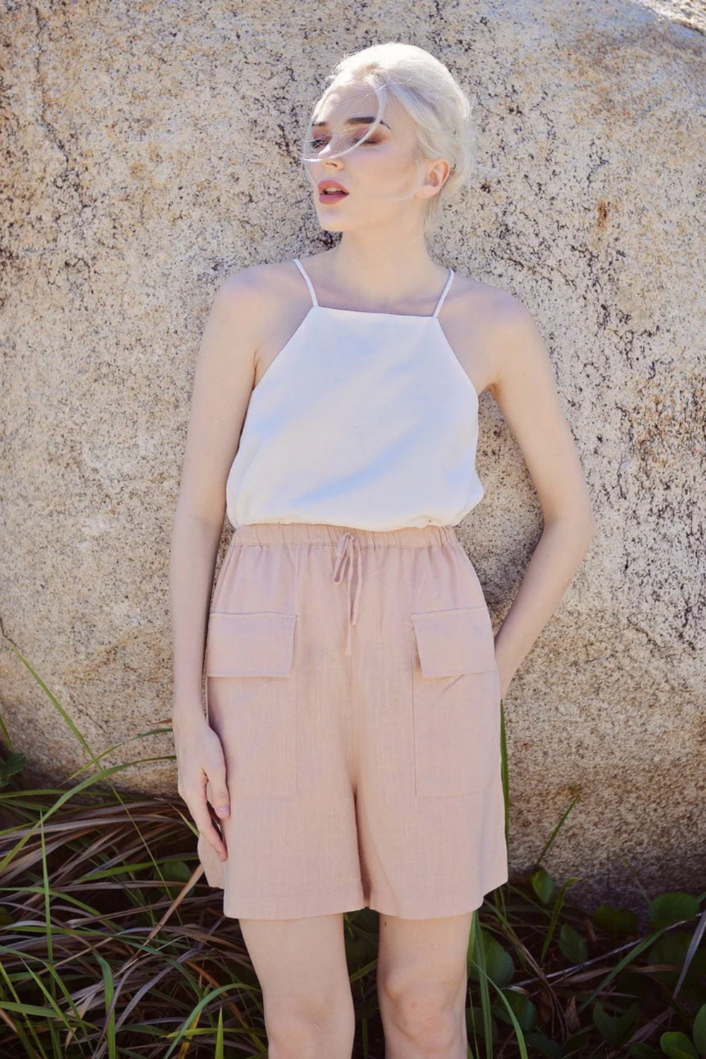 Women Linen Shorts - High-wasted Shorts -  Summer Shorts with Pockets - Organic Cotton Shorts