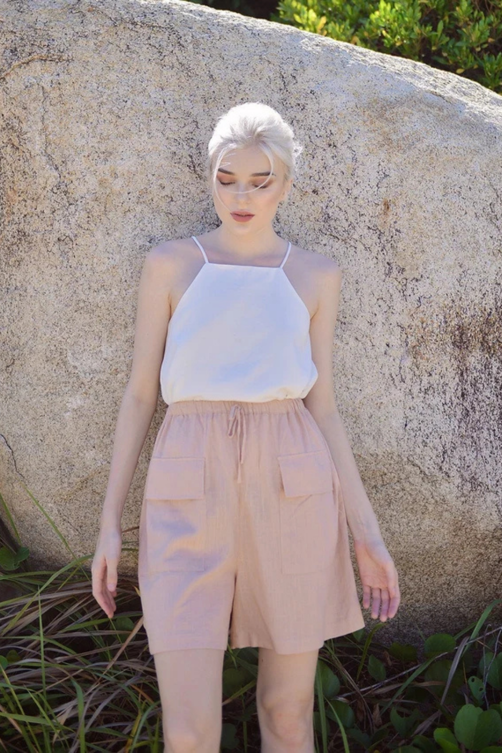 Women Linen Shorts - High-wasted Shorts -  Summer Shorts with Pockets - Organic Cotton Shorts