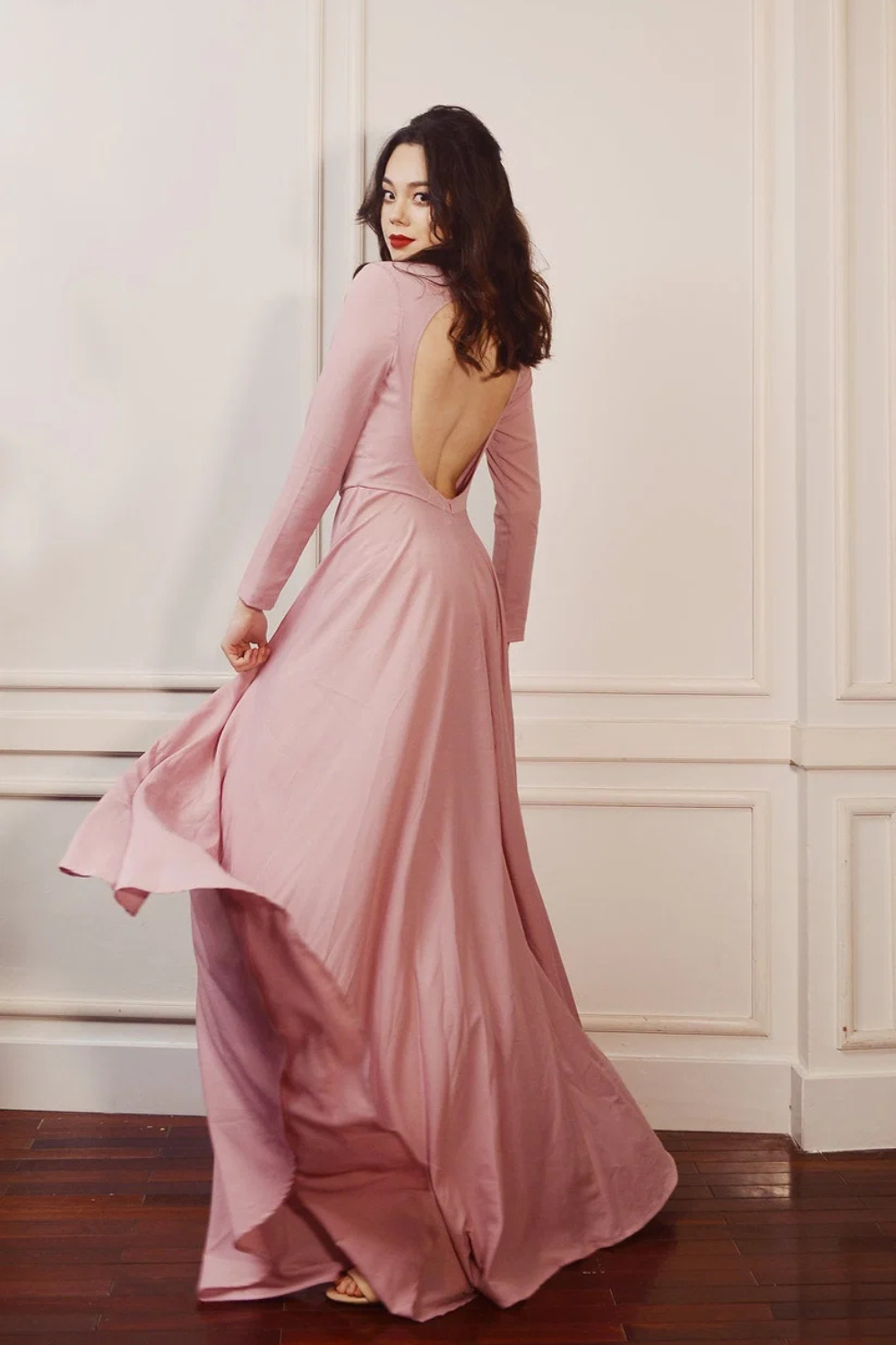 Long Silk Dress - Women Silk Dress - Silk Evening Gown - Wedding Guest Dress - LelaSilk