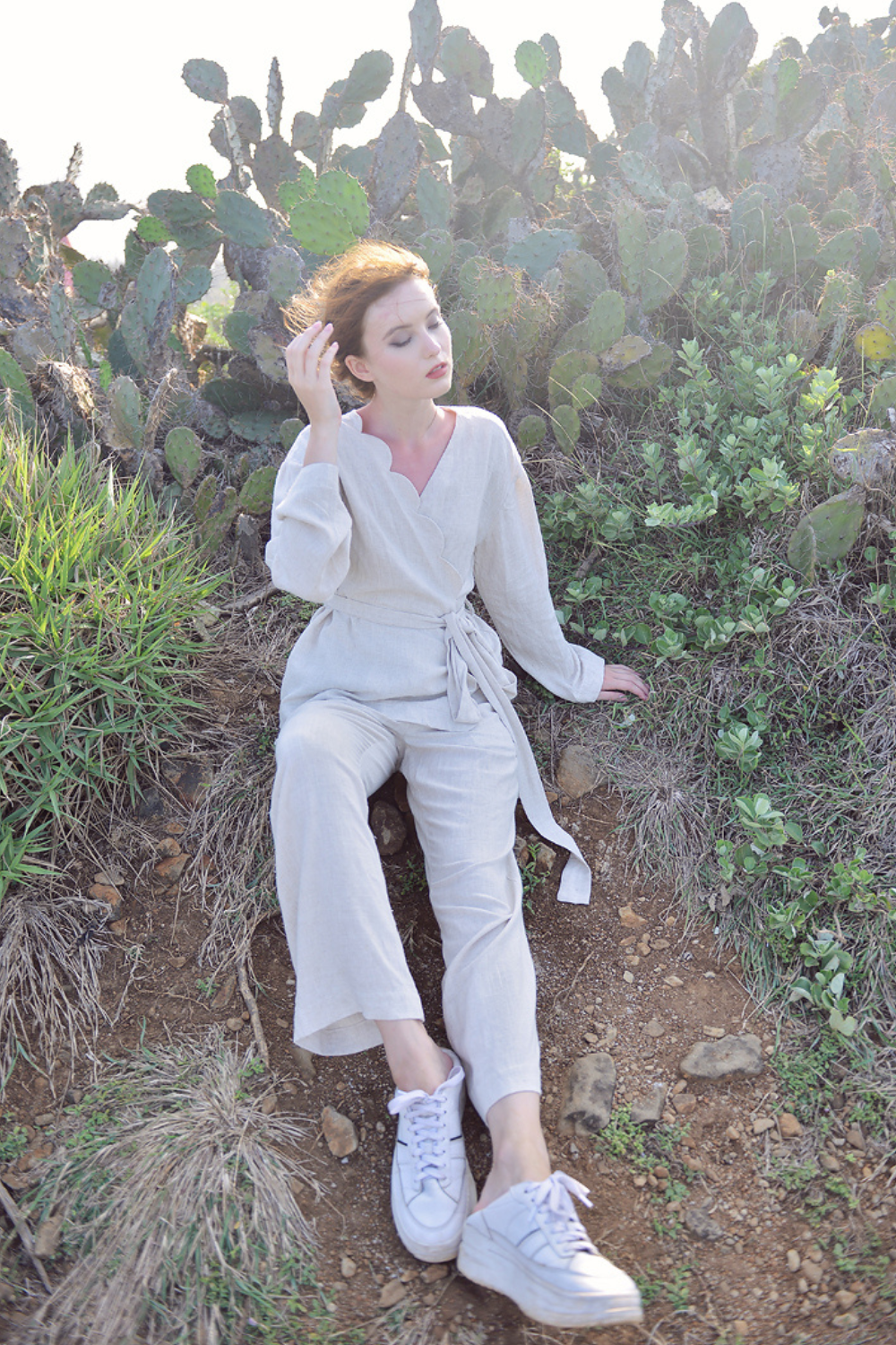 Organic Cotton Linen Pants - Basic Relaxed Fit Everyday Trousers