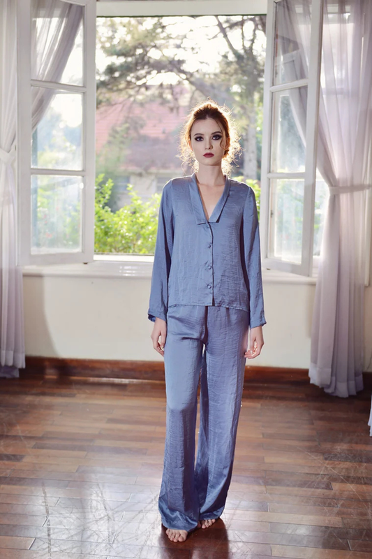 Silk Pajamas Set - Silk Pajamas Women - Long Sleeve - Loungewear Women Set