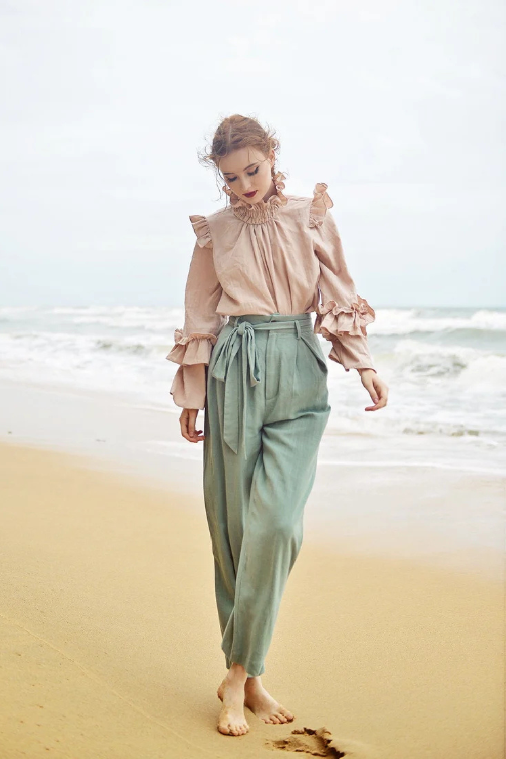 Linen Pants Relaxed Fit - Women Linen Pants - Cotton Pants Elastic Waist
