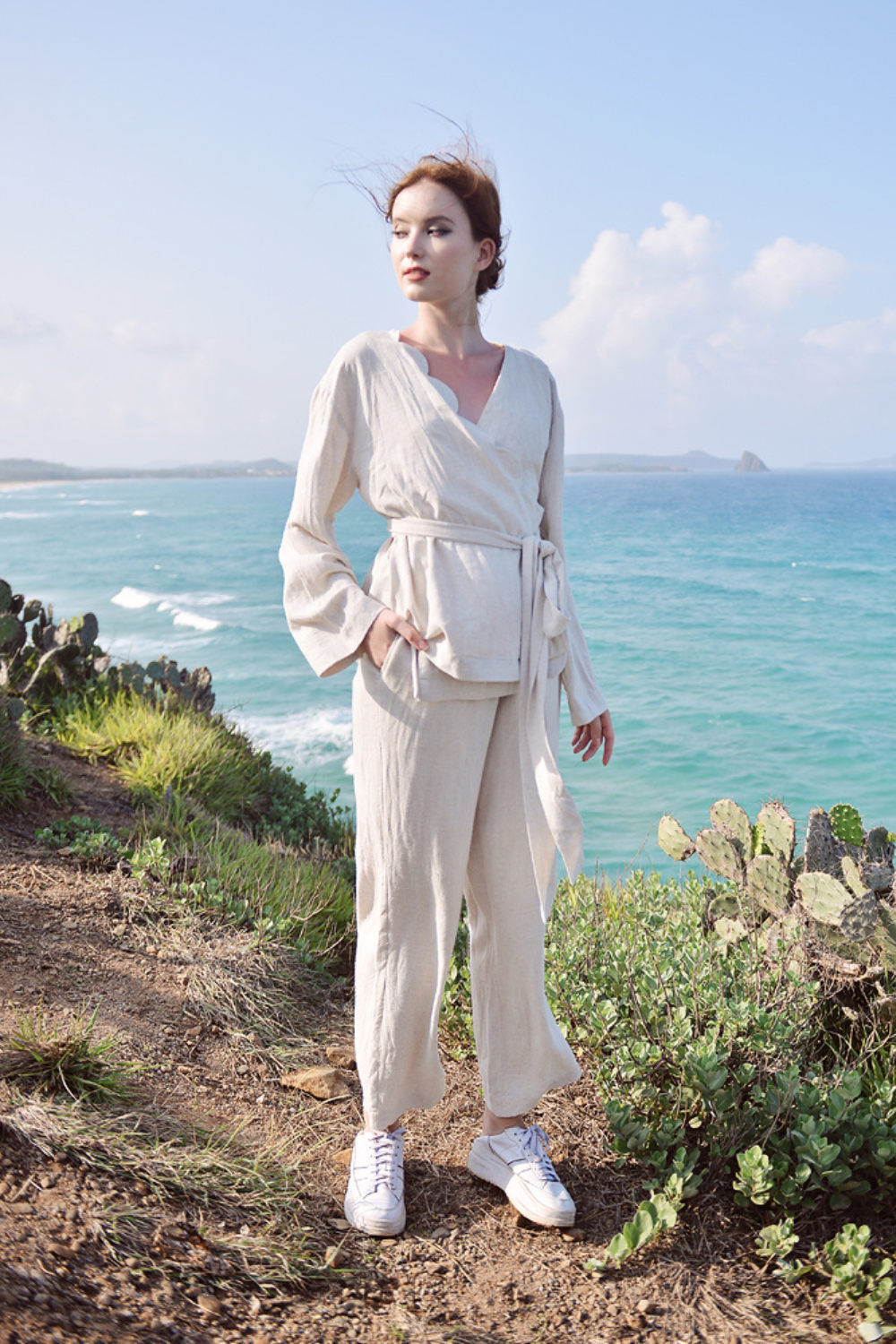 Organic Cotton Linen Pants - Basic Relaxed Fit Everyday Trousers
