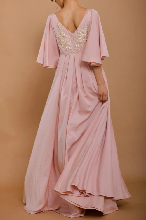 NATALIE Embellished Pink Silk Wedding Dress