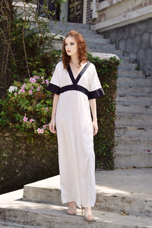 MARINA Silk Full-Length Caftan Dress