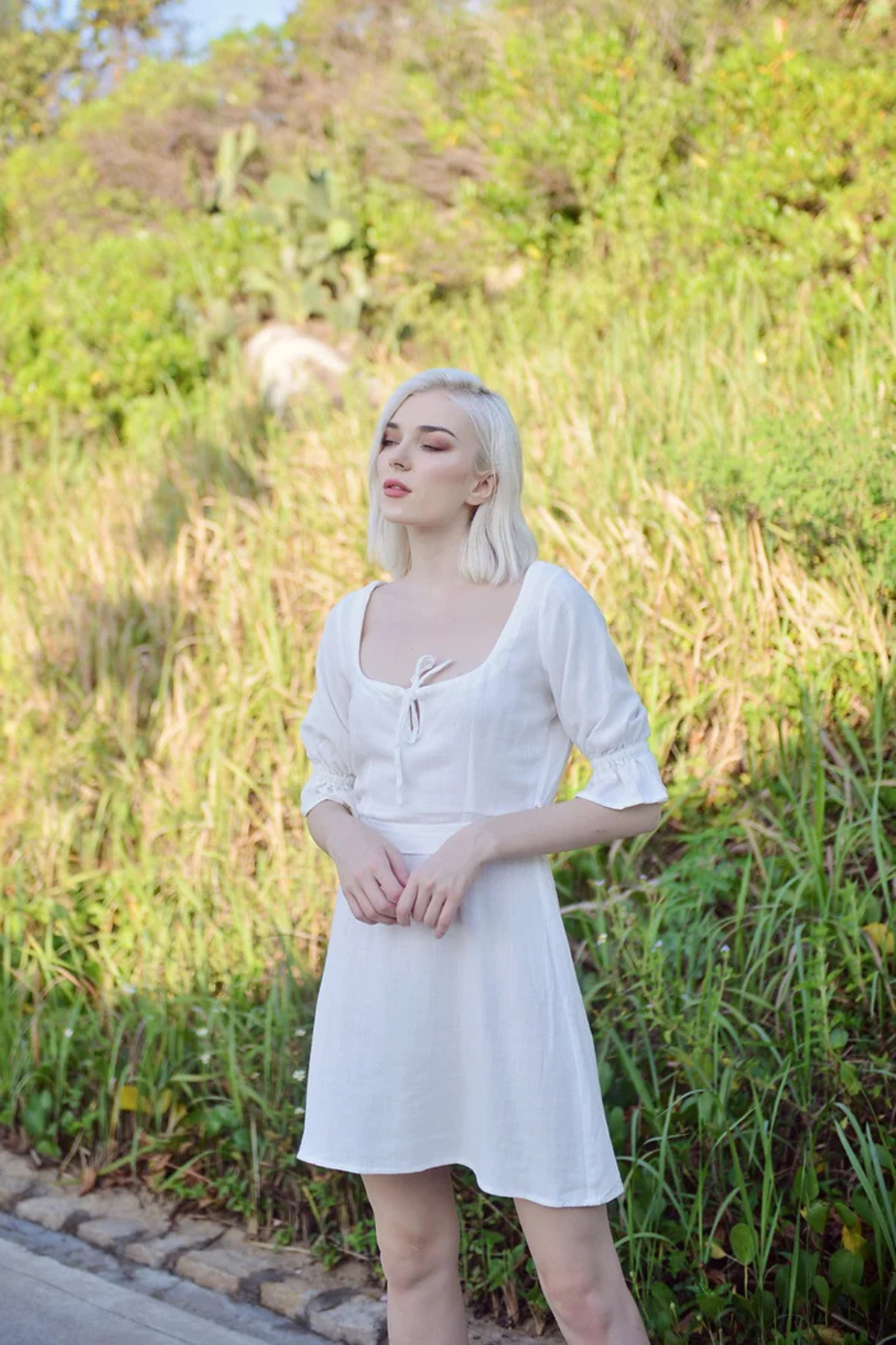 Linen Fit and Flare Mini Dress