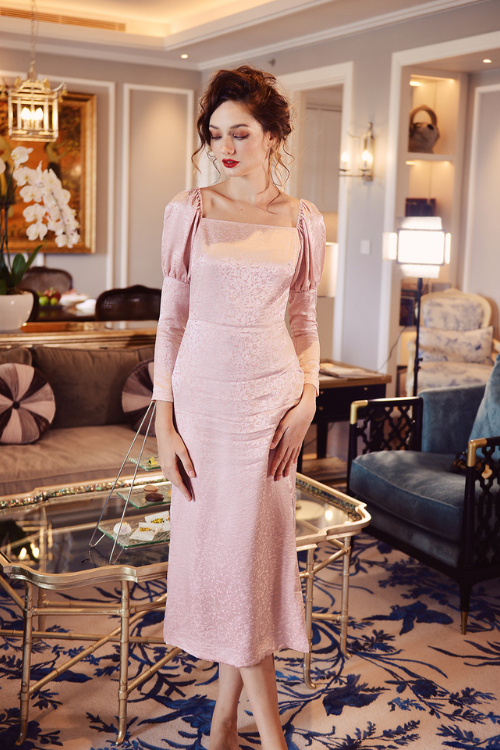 ELOISE Puff Sleeve Silk Gown