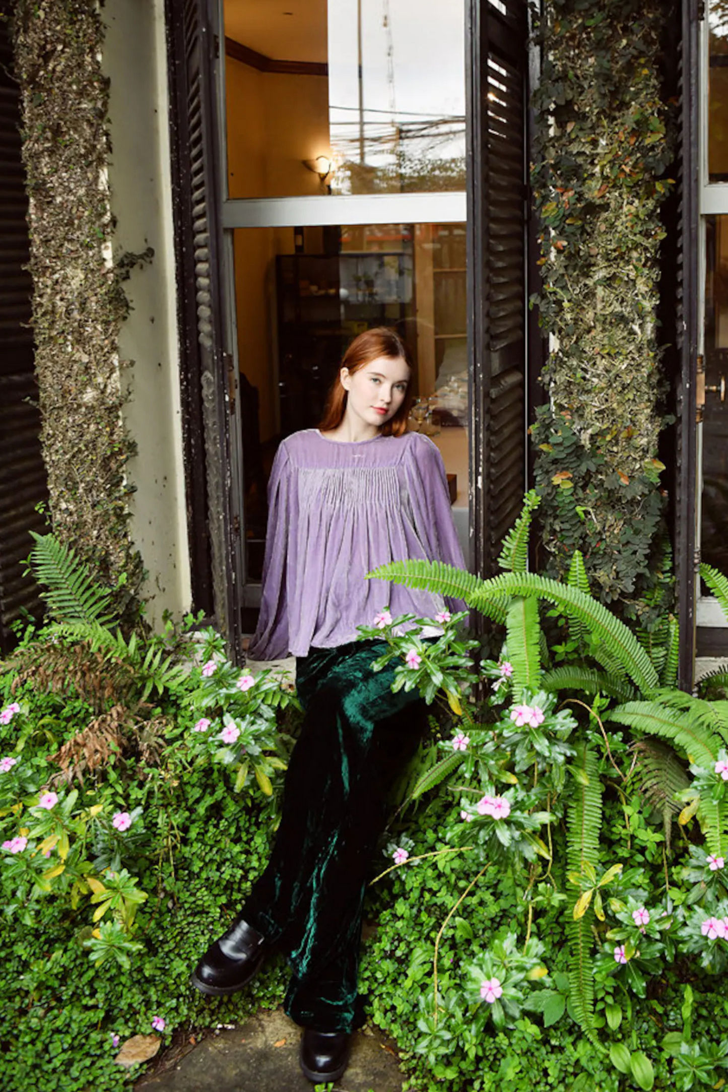 AMETHYST Long Sleeve Velvet Blouse