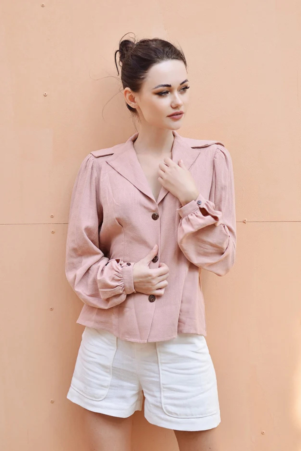 1940s Inspired Linen Blouse
