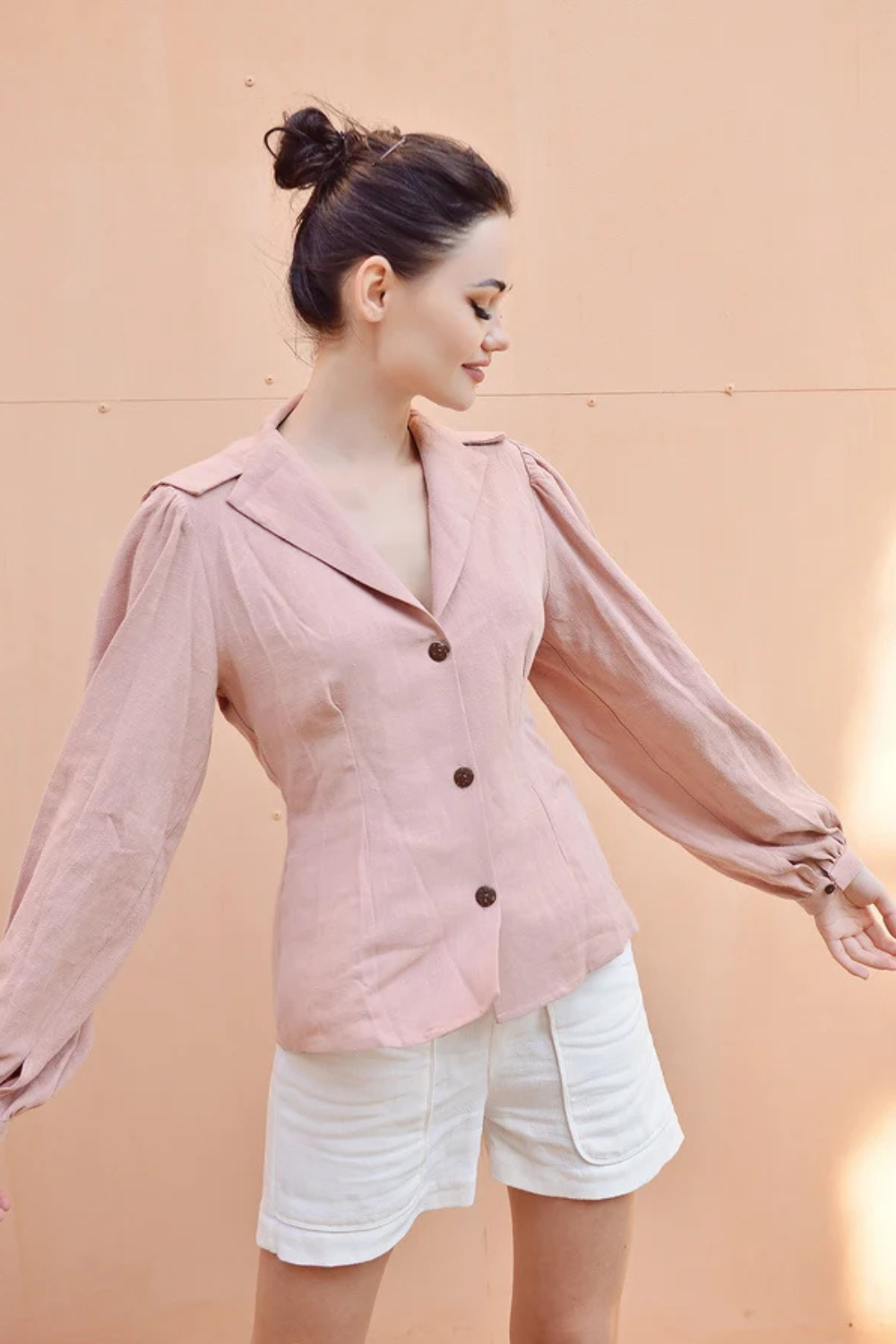 1940s Inspired Linen Blouse