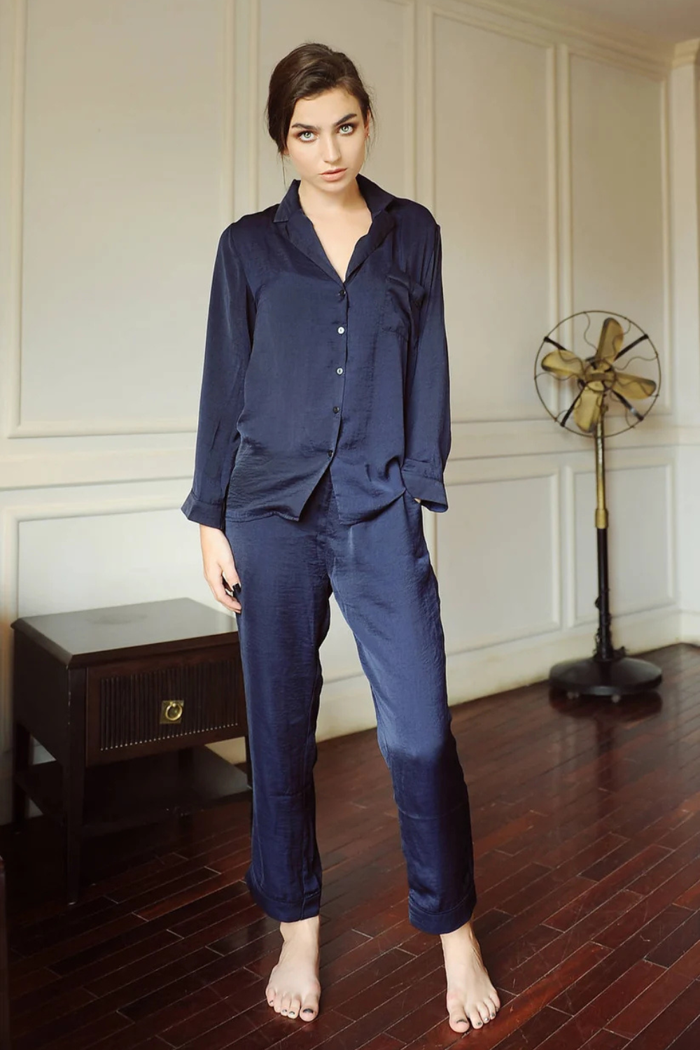 Long Sleeve Silk Pajamas Set