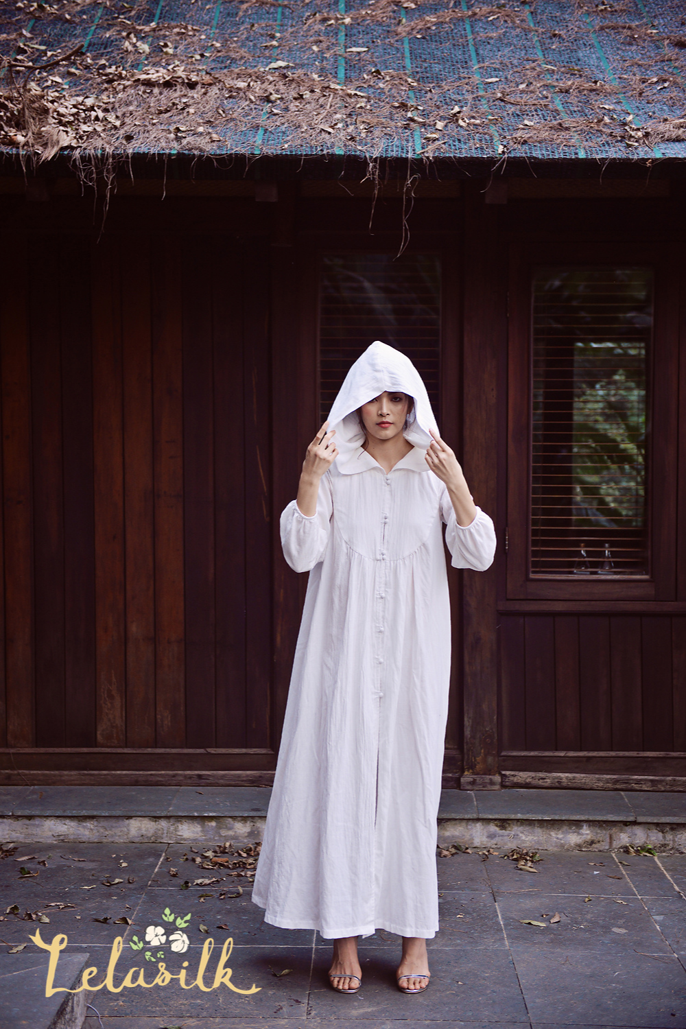 Oversized Maxi Linen Dress with Hood - Maternity Friendly