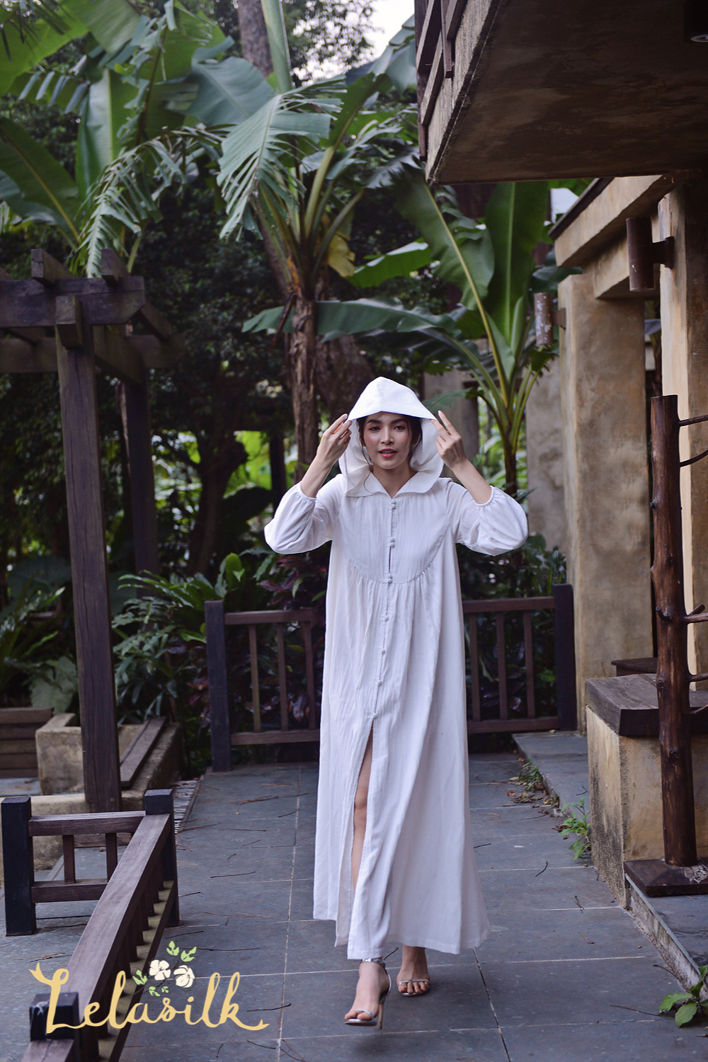 Oversized Maxi Linen Dress with Hood - Maternity Friendly