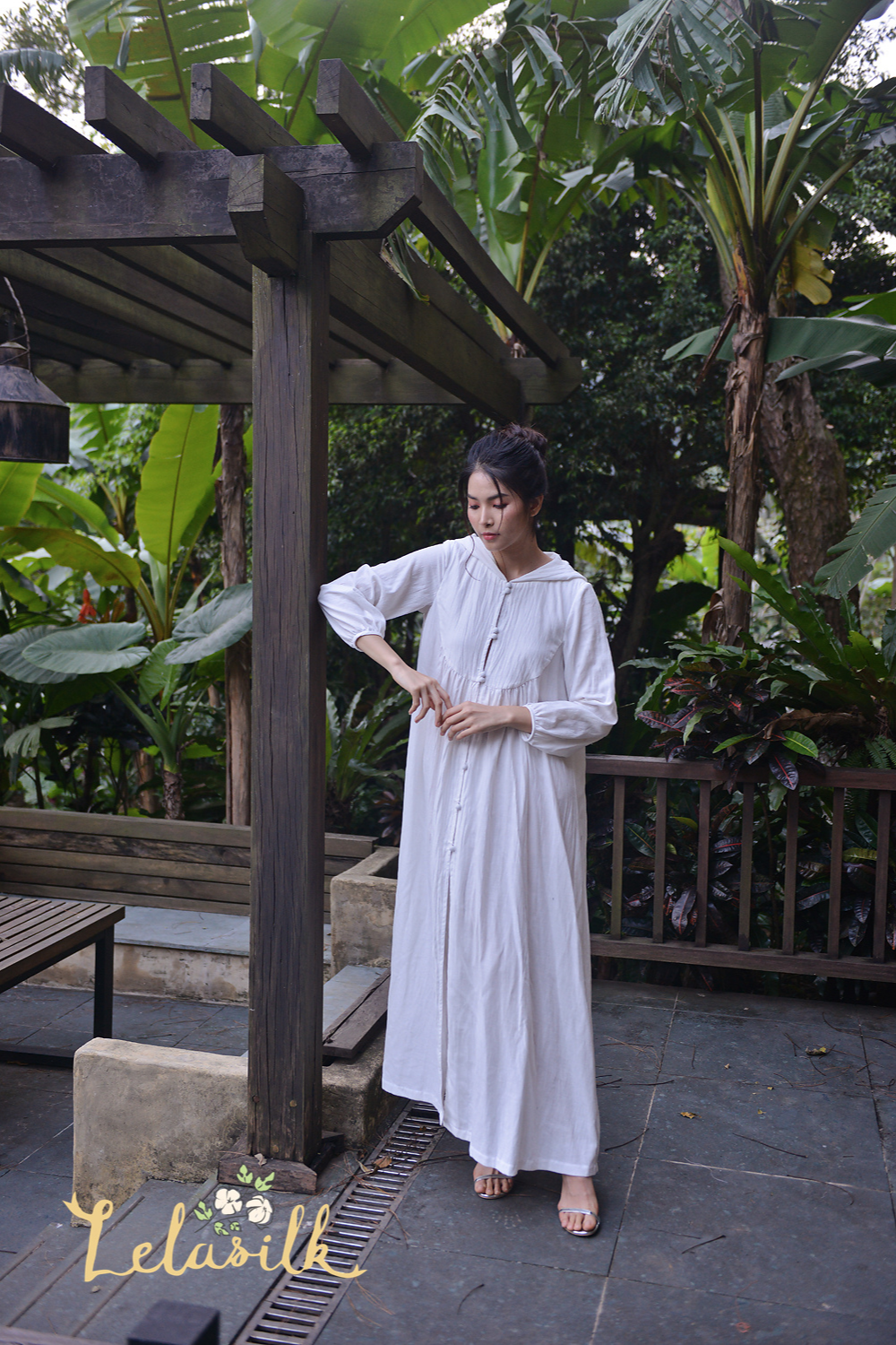 Oversized Maxi Linen Dress with Hood - Maternity Friendly