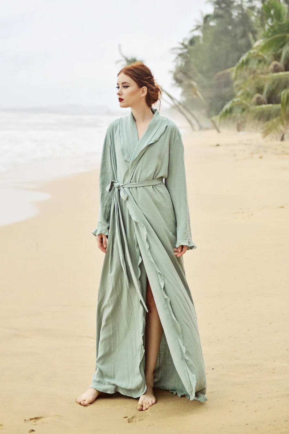 Linen Robe Long - Linen Robe for Women - Women Long Robe - Long Sleeve Robe