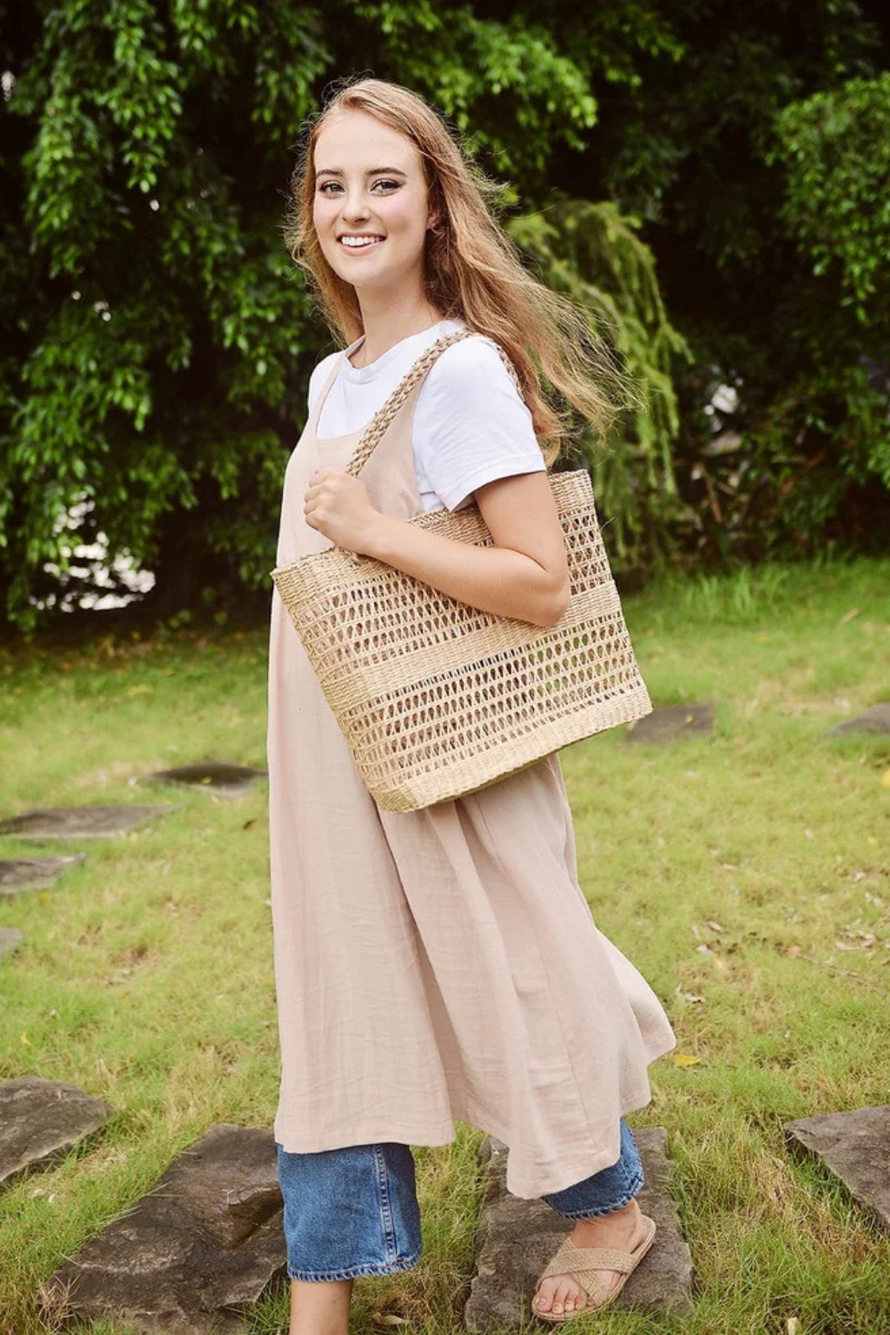 Apron Cotton Long Dress - Women Cotton Dress - Organic Cotton - Dress For Women - Natural Fabric